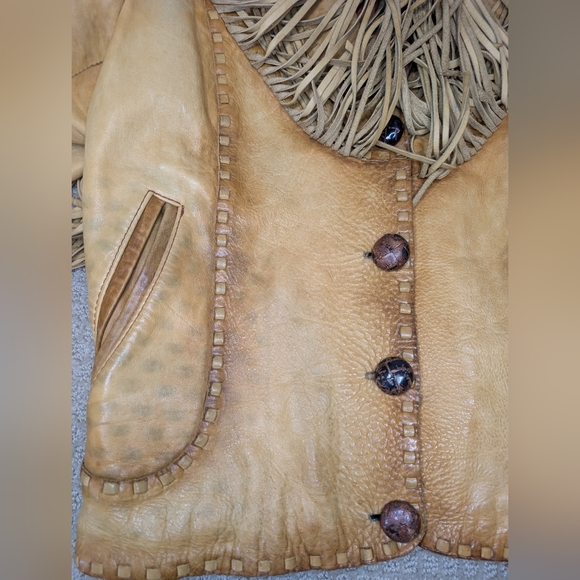 Danier Tan Leather Fringe Jacket - Picture 12 of 16